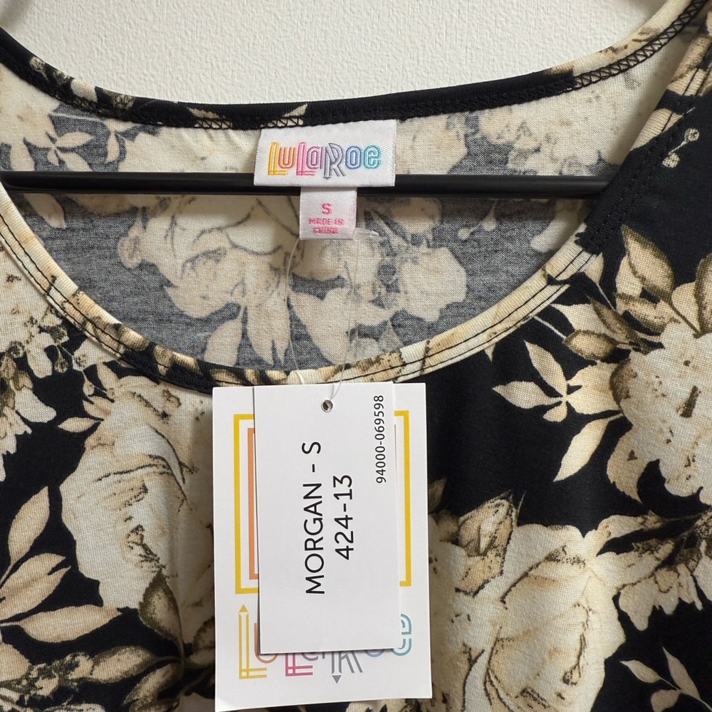 LuLaRoe Black and Cream Floral Top